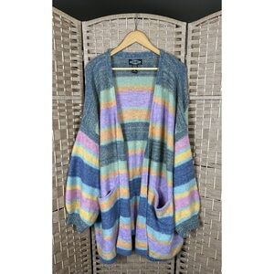 Anthropologie Oliver O Mohair Blend Striped Plus Size Cardigan - Size 2X